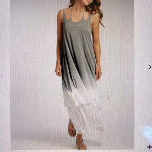 [New] Indigenous Designs (M) Faeries Dance Organic Gray-White Ombré Maxi Dress - Picture 2 of 9